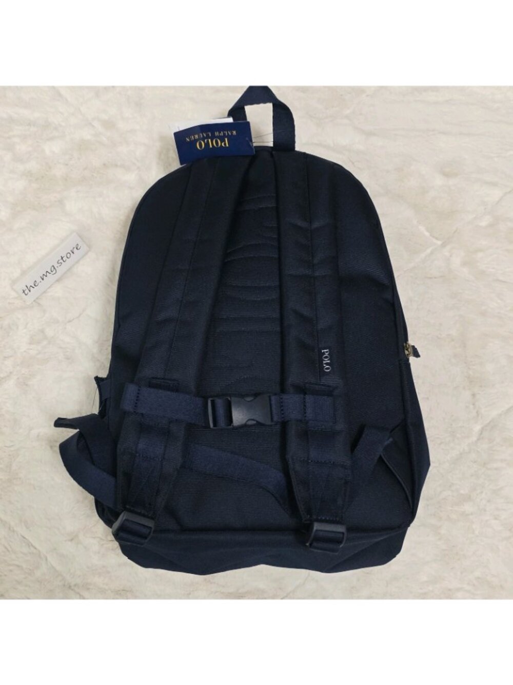 Polo Ralph Lauren Backpack Full Size Laptop Navy Blue Polo Bear School Bag NWT - Picture 2 of 7